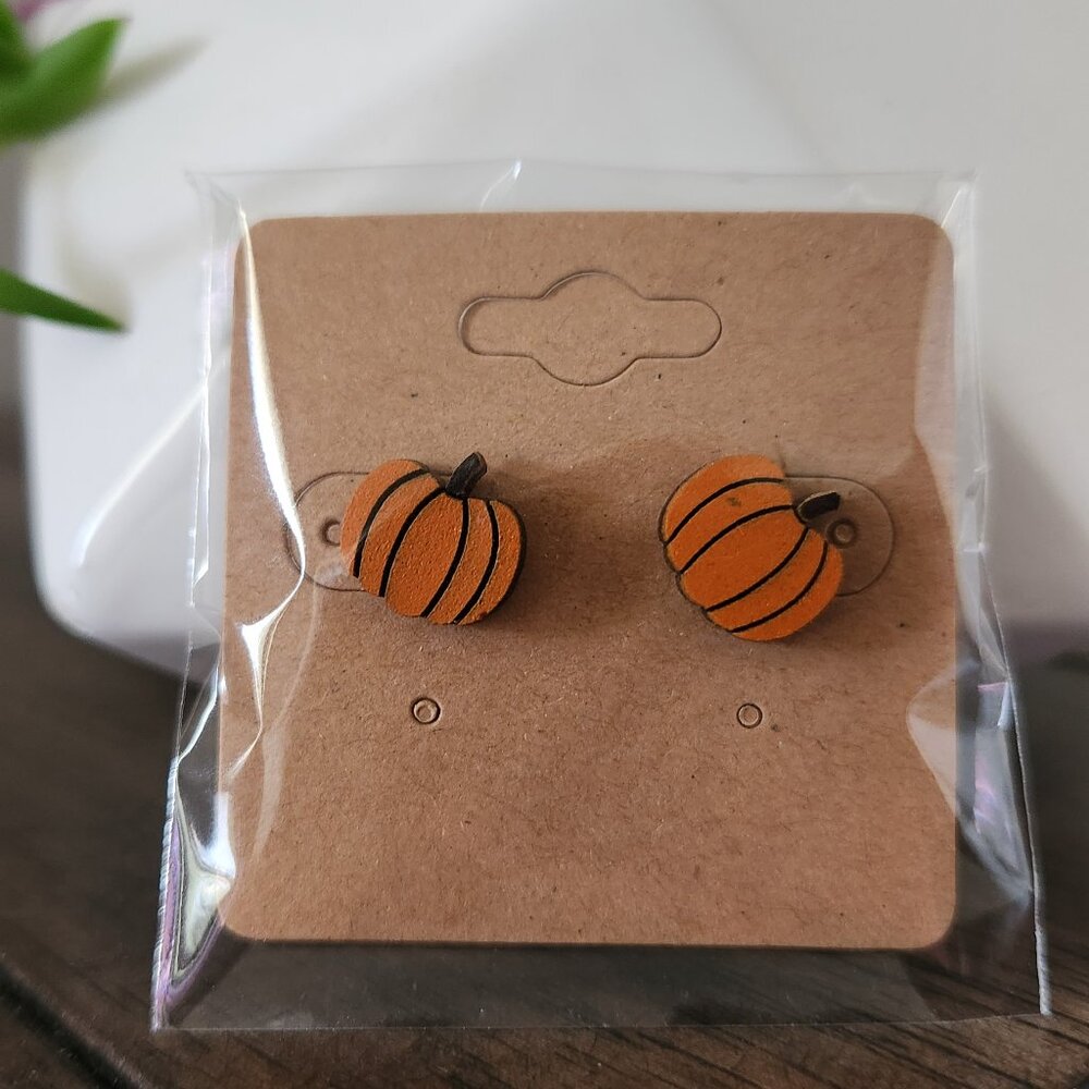 Fall Wood Earrings- Pumpkin
